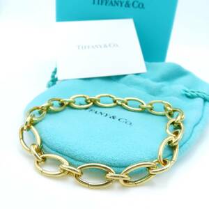 【送料無料】未使用 希少 Tiffany&Co. ティファニー イエロー ゴールド クラスプ リンク ブレスレット 750 K18 着脱 オーバル MW187