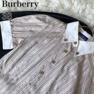 【極美品】Burberry パフスリーブ ブラウス Mサイズ ブランドロゴ刺繍 バーバリー