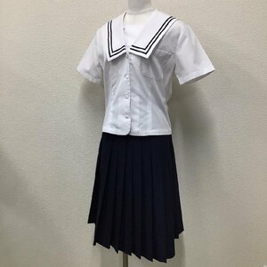 O543 (中古) 兵庫県 神戸学院大学附属高校 (旧制服) セーラー服 上下セット/希少/M/W63/Hankyu/紺ライン2本/夏服/制服/中学校/女子学生