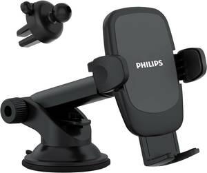 Philips (フィリップス) 車載スマホホルダー 車 携帯ホルダー スマホ スタンド 吸盤式/送風口式/360°回転可能/伸縮