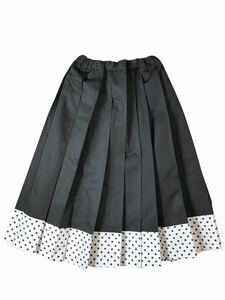 (D) COMME des GARCONS COMME des GARCONS コムデギャルソン コムコム 09SS プリーツ 裾ドット切替 スカート ポリエステル S ブラック