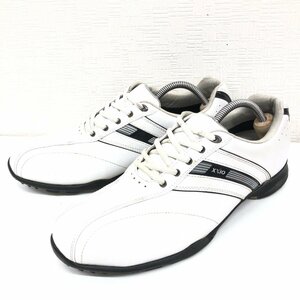 ●XXIO ゼクシオ 本革 レザー スパイクレス ゴルフシューズ 26cm 白 ホワイト レザーシューズ 革靴 ダンロップ メンズ 紳士