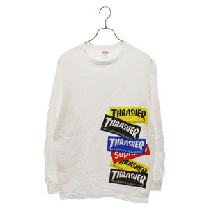 SUPREME シュプリーム 21AW × Thrasher Multi Logo L/STee スラッシャー マルチロゴ 長袖Tシャツ ロングスリーブカットソー ホワイト