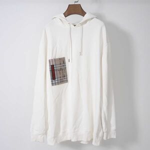 4-SD007 バーバリー Burberry London England チェックロゴ パーカー ホワイト XL メンズ