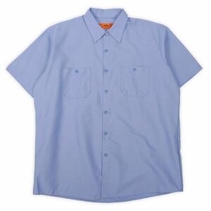 レッドキャップ REDKAP 未使用 デッドストック 00s ワークシャツ 半袖 旧タグ 無地 USA ビンテージ 古着 (-9532) ブルー / 青 XL