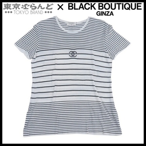 101697186 シャネル CHANEL ボーダー Tシャツ ホワイトxネイビー コットン ココマーク 46 チュニック レディース