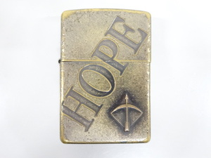 2000年製 ZIPPO ジッポ HOPE ホープ アロー 古美加工 立体 メタル貼り ゴールド 金 オイル ライター USA