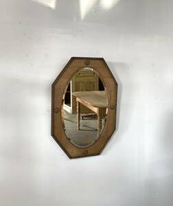フランス アンティーク Octagon Wall Mirror ミラー 鏡 店舗什器 テーブル チェア