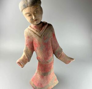 中国美術 時代 漢俑 土器 彩陶 陶三彩 加彩 立像 仏像 人形 置物 古陶磁器 古玩 唐物 古美術