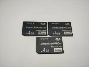 3枚セット　4GB　SONY　メモリースティックプロデュオ　MEMORY STICK PRO DUO　フォーマット済み　メモリーカード