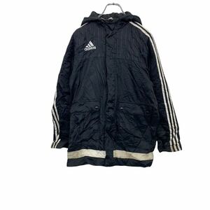 adidas 中綿ジャケット キッズ L ブラック アディダス スポーツ フーディー ロゴ ワンポイント 古着卸 アメリカ仕入 t2202-3157