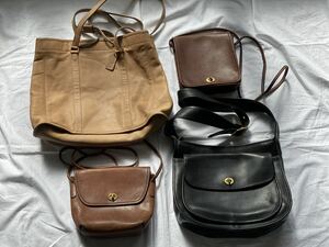 1円 vintage old COACH オールド コーチ グラブタン レザー トート ショルダー ハンド バッグ 4点セット まとめ売り