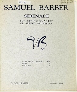 バーバー 弦楽合奏のためのセレナード Op.1 室内楽 輸入楽譜 BARBER Serenade Op.1 for String Quartet or String Orchestra 洋書