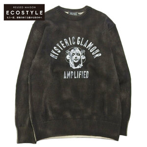 新品同様 HYSTERIC GLAMOUR ヒステリックグラマー AMPLIFIED コットン サマーニット トップス メンズ グレー M 02231NS04 23SS