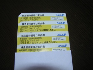 ＡＮＡ株主優待券　4枚セット（有効期間２０２４年１１月３０日まで）●配達記録付き