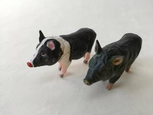 ミニブタ 2種 豚 チョコＱ タカラ 中古組立済み食玩フィギュア レア 絶版