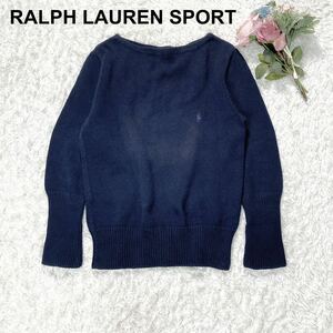 90s RALPH LAUREN SPORT ラルフローレンスポーツ ニット 厚手 セーター 古着 L ネイビー レディース B12409-112