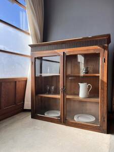 収納棚 食器棚 棚 キャビネット 食器棚 ディスプレイ シェルフ アンティーク 古家具 古道具 ガラスケース 和家具