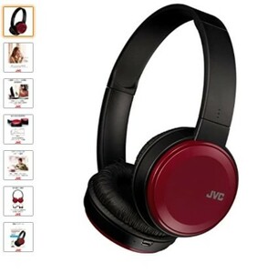 JVC HA-S38BT-R wireless headphones Bluetooth/MAX 17HRS PLAY/BASS BOUSTER/MIKE/FLAT FOLD/RED
