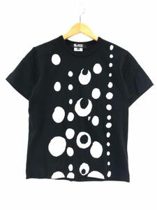 BLACK COMME des GARCONS ブラック コムデギャルソン プリント Tシャツ sizeS/黒 ■◆◎ ☆ eac2 レディース