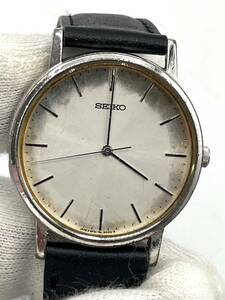 【電池切れ】SEIKO セイコー クォーツ 腕時計 シルバー文字盤 ラウンド レザーベルト ボーイズサイズ 5P31-8000