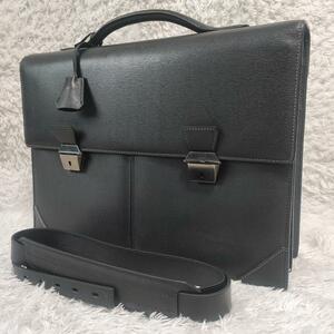 1円【美品】DUNHILL ダンヒル 2way コンノート ビジネスバッグ ブリーフケース レザー 本革 ブラック ハンドバッグ イタリア製 A4可 メンズ