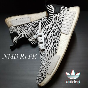 最値!定27000円!完売コレクターズモデル!通称ジャパニーズゼブラ!アディダス NMD R1 PK高級軽量 スニーカー!ホワイト×ブラック!白黒 27.5