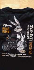 送料込★vanson バンソン　LTV-2115 天竺半袖Tシャツ　BUGS BUNNY ブラック　L