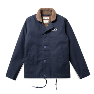 JUNGLE CROSS 11.5oz　 Deck Jacket ミリタリージャケットUSS ファー襟　メンズ N-1 デッキジャケット ボア 裏起毛 ウール混Ｓ～ＸＸＬ紺