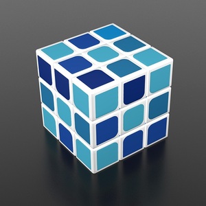 【カラー：青・白枠】マジックキューブ3レベルマジックキューブクリエイティブカラー子供向け生徒教育玩具セット回転スムーズ