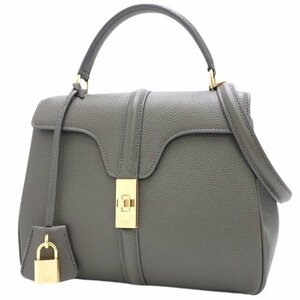 CELINE(セリーヌ) 16 セーズ スモール ハンドバッグ 2WAY ショルダー 肩掛け 斜め掛け カーフ グレー 40802084396【中古】【アラモード】