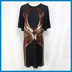 ★GUCCI/グッチ 半袖ワンピース 36/S～M相当/膝丈/ブラック/シルク&1976800080