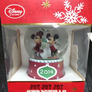 2312 ディズニー ストア ミッキー＆ミニー スノードーム クリスマスプレゼント 2014 陶器 専用紙箱入り