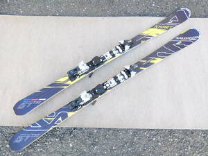 (S)◎ジャンク SALOMON/サロモン スキー板 X-KART POWER LINE 157cm 板＋ビンディングセット ブラック×イエロー 年式不明 ＠160※同梱不可