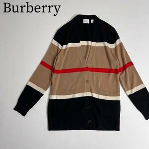 Burberry バーバリー フィリッパカーディガン トップス　総柄　ストライプ　リラックスデザイン カシミヤシルク レディース 定価17万円