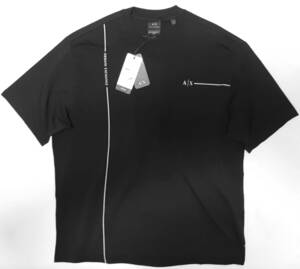 [新品] ARMANI EXCHANGE　シャープロゴ入りとなる【メンズ・ジャージ半袖Tシャツ】◆2023年春夏モデル　サイズ：XL(52相当)　◆色：黒