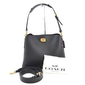 H.Sp 1円スタート COACH ウィロウ ショルダー バッグ C2621 ブラック レザー 2way レディース