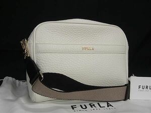 1円 ■極美品■ FURLA フルラ アヴリル レザー クロスボディ ショルダーバッグ 斜め掛け レディース ホワイト系 FC0560