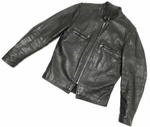 ■ HARLEY DAVIDSON ハーレーダビッドソン ■ AMF 70s 上質 本革 レザー スタンドカラー シングルライダースジャケット ブラック 40