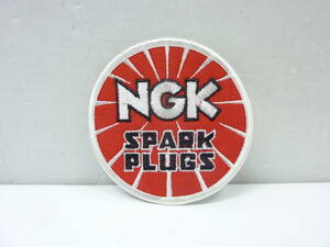 ワッペン NGK SPARK PLUGS スパークプラグス 赤 丸型 ロゴワッペン