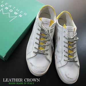 【LEATHER CROWN レザークラウン / イタリア】49500円 渾身のUSED加工◎ レザースニーカー 43!! （未使用 非売 海外サンプル品）