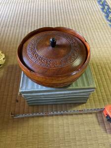 W4191.昭和レトロ　木製 菓子器 菓子鉢 アンティーク 煎茶道具/60