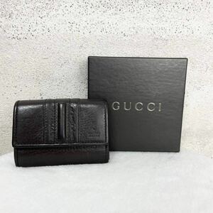 【贅沢品の極み】GUCCI グッチ コインケース 小銭入れ　カードケース　本革　レザー　ダークブラウン　ロゴ