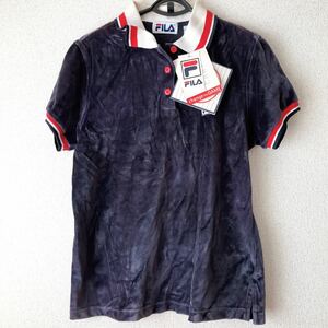 新品　希少 90s vintage フィラ　FILA カットソー　ポロ　半袖　紺　ネイビー　ポロシャツ ベロア