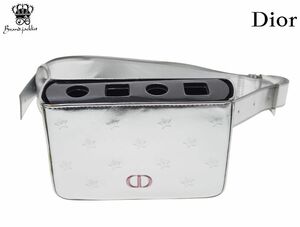 【Used 展示品】ディオール Dior BEAUTE ウエストポーチ ヒップバッグ リップポーチ ベルト取り外し可 16穴ベルト 幸運の星 CD シルバー