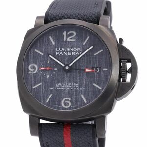 [3年保証] パネライ メンズ ルミノール ルナロッサ GMT PAM01036 V番 スモールセコンド ダークグレー文字盤 自動巻き 腕時計 中古 送料無料