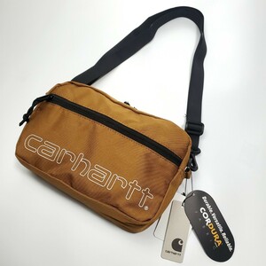 ＊a 【即決!!未使用品】 カーハート Carhartt ロゴプリント ショルダーバッグ ボディバッグ 斜め掛けカバン 茶 ブラウン 男女兼用