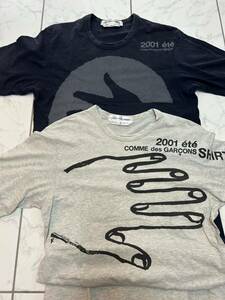 COME des GARCONS SHIRT ハンドプリントT-SHIRT 2枚セット　AD2001 コムデギャルソン　シャツ　ビンテージ　アーカイブ