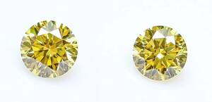 【１００円～】VSクラス！ペアルース 計0.163ｃｔ 天然ダイヤ FANCY VIVID YELLOW（ナチュラルカラー）