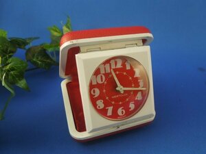 ビンテージ * 稼働品 ドイツ製 WESTCLOX 赤いトラベルウォッチ ゼンマイ式 * 手巻き GERMANY 目覚まし時計 トラベルクロック アナログ時計